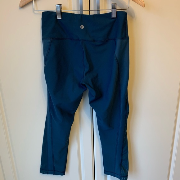 Teal Leggings with Mesh Detail - Picture 3 of 8